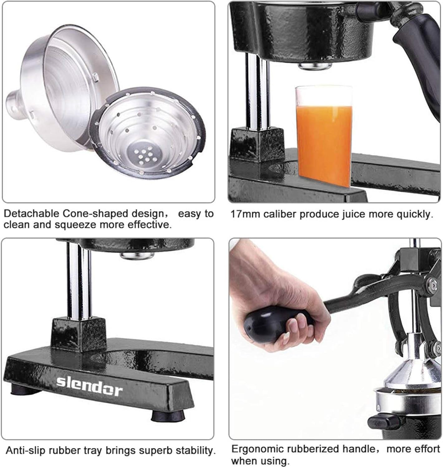 Commercial Citrus Juicer Manual Fruit Juicer and Orange Squeezer Metal Hand Press Juice, Heavy Duty Orange Juicer Lemon Lime Squeezer Pomegranate Premium Quality with Bonus Skimmer Spoon
