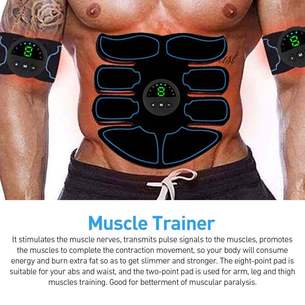 Adult Sports EMS Abdominal Muscle Toning Trainer ABS Stimulator Toner Fitness Binder Gym Belt