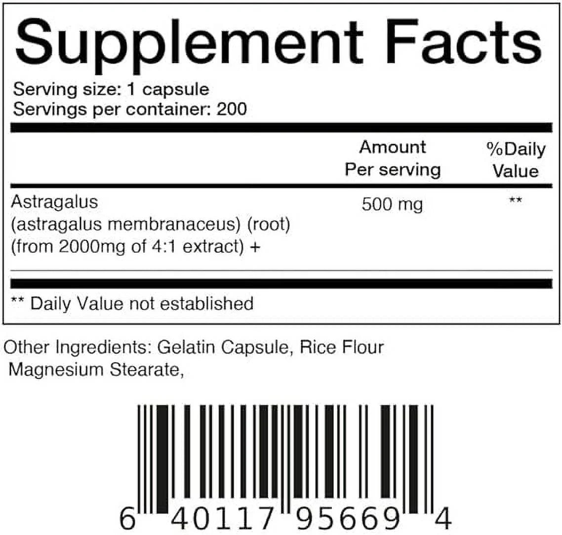 Balancebreens Astragalus Root 2000 Mg - 200 Capsules - Health Supplement Supports Cardiovascular Health and Healthy Immune Functions