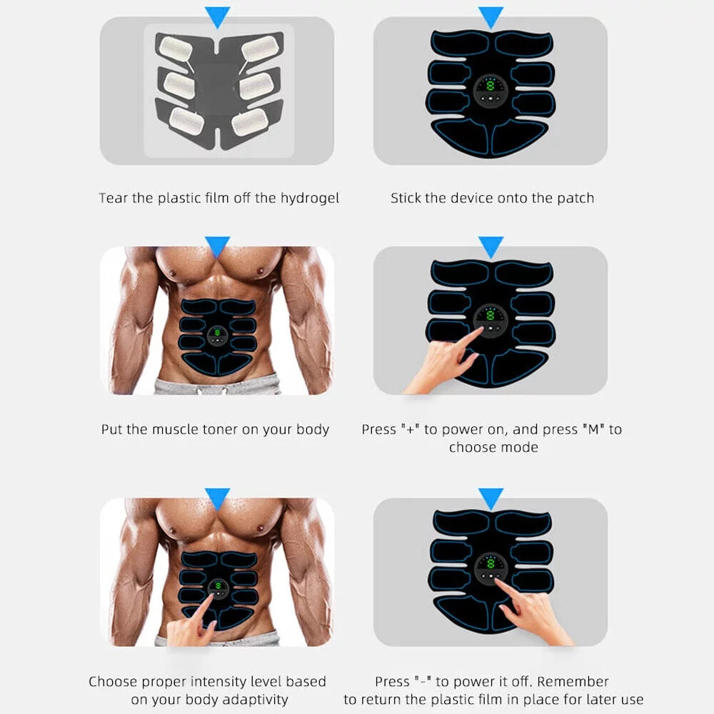 Adult Sports EMS Abdominal Muscle Toning Trainer ABS Stimulator Toner Fitness Binder Gym Belt
