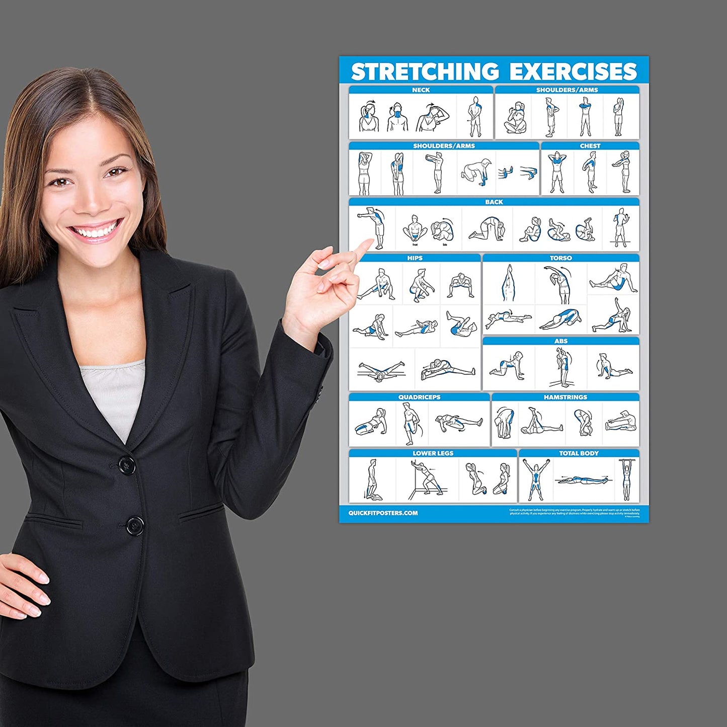 10 Pack - Exercise Workout Poster Set - Pilates, Dumbbell, Suspension, Kettlebell, Resistance Bands, Stretching, Bodyweight, Barbell, Yoga Poses, Exercise Ball (LAMINATED, 18" X 24")