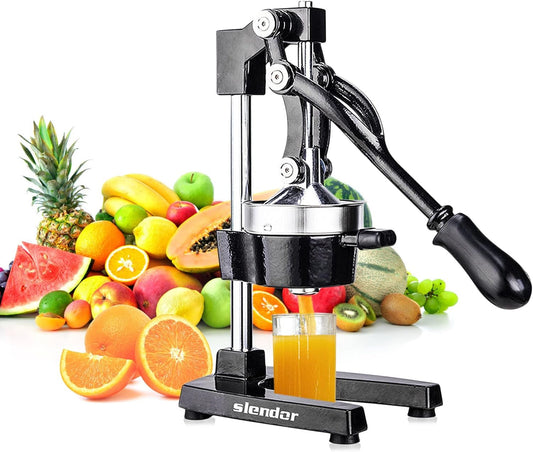 Commercial Citrus Juicer Manual Fruit Juicer and Orange Squeezer Metal Hand Press Juice, Heavy Duty Orange Juicer Lemon Lime Squeezer Pomegranate Premium Quality with Bonus Skimmer Spoon