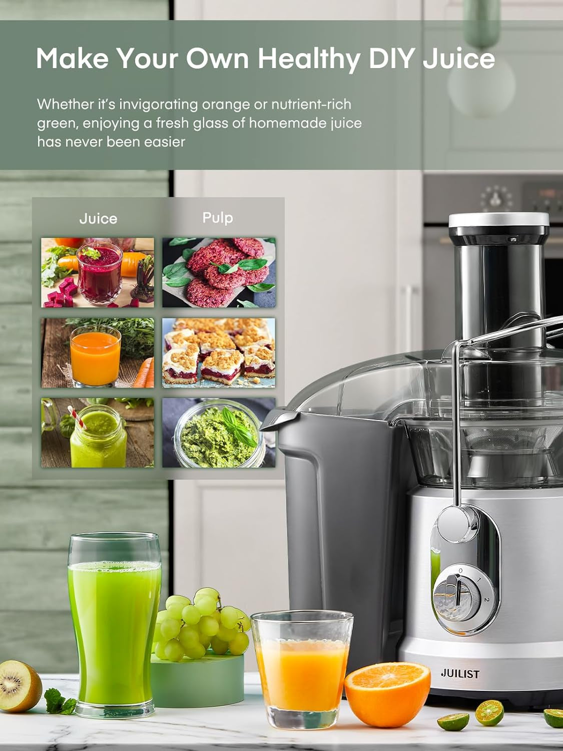1300W Juicer Machines, Powerful Juice Extractor Machine with 3.2" Wide Mouth Fo